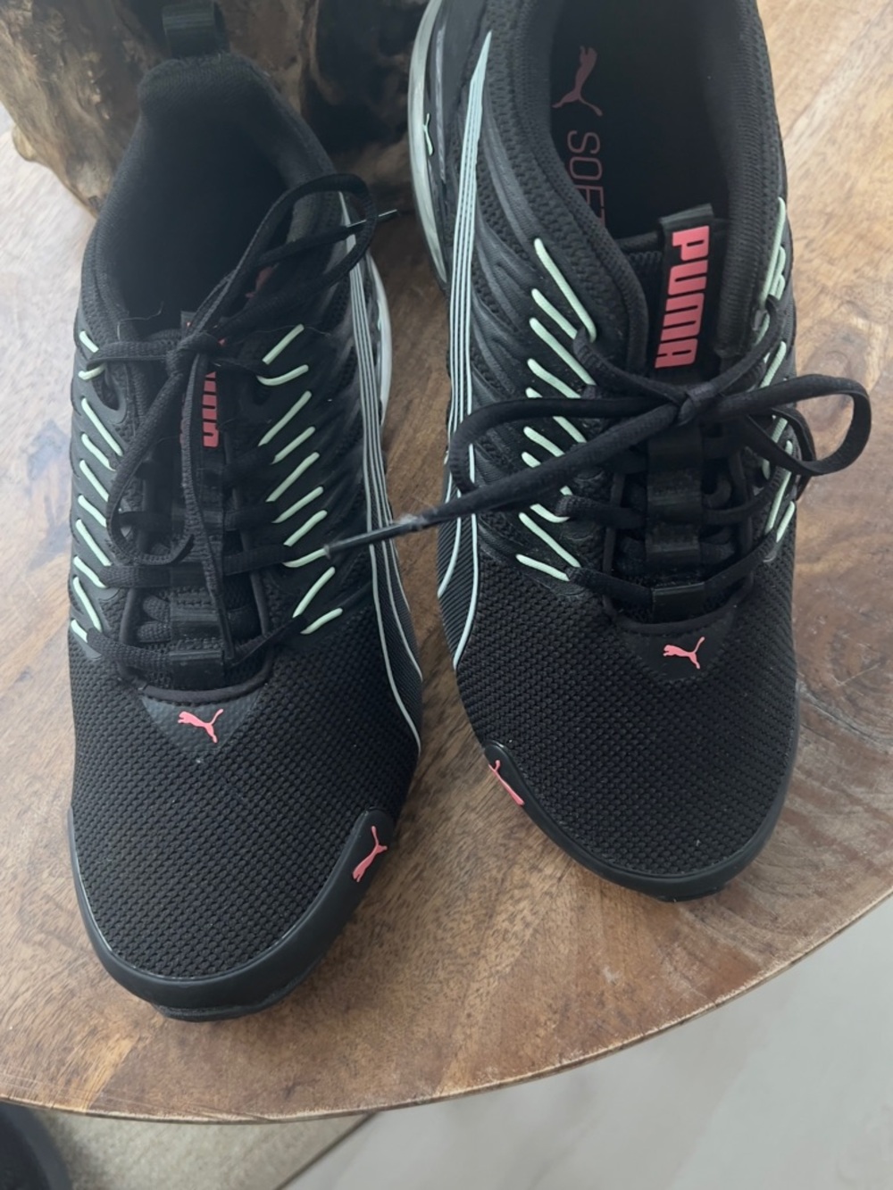 Puma Black Sneakers with Pink & Mint Accent Details